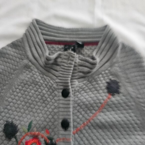 Nick & Mo Anthropologie Floral Embroidered Knit Cropped Cardigan Women's Medium - Picture 6 of 16